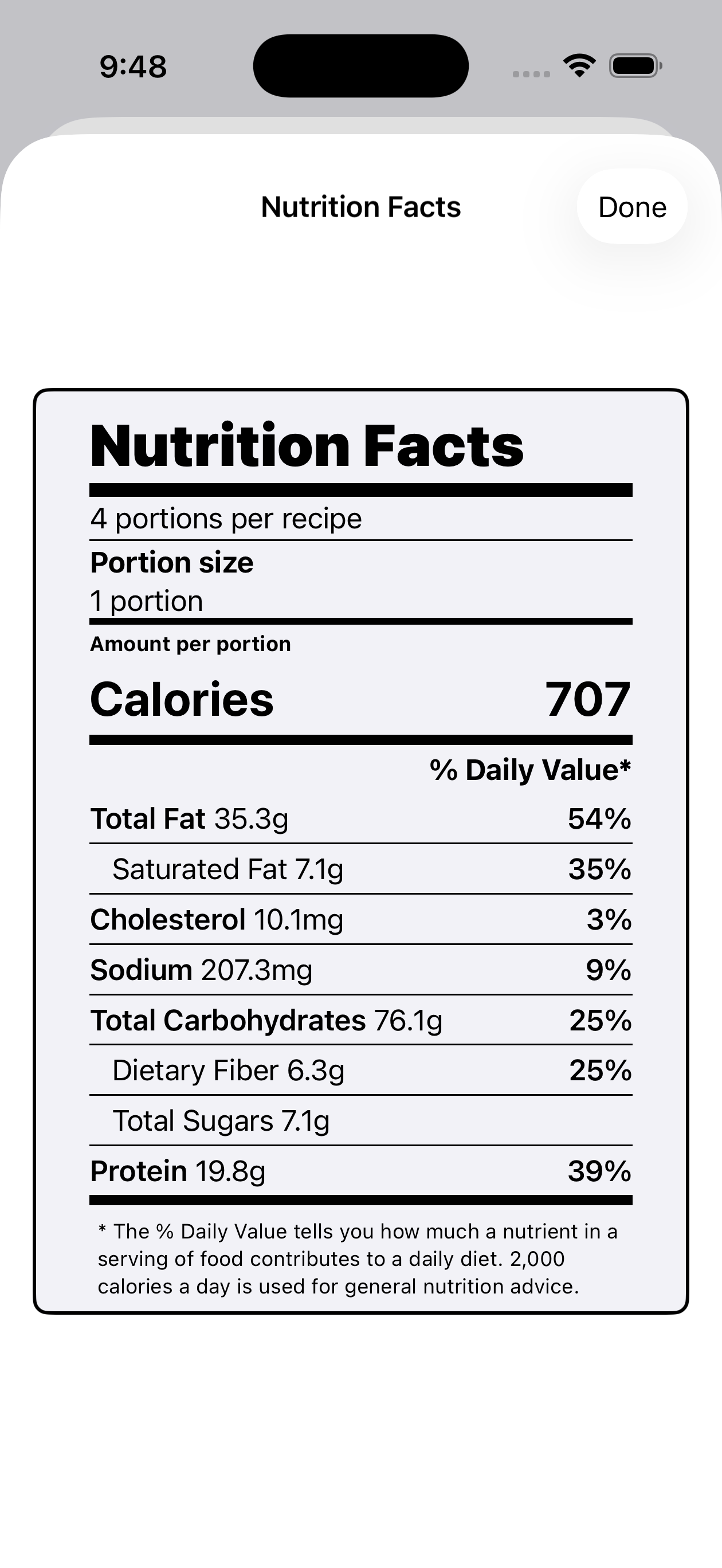Nutrition Facts Label